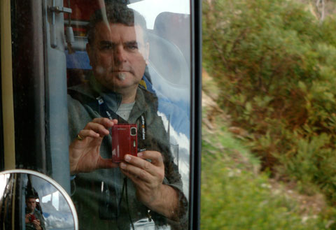 Alastair Cameron on one of many bus trips to World Cup football matches in South Africa.