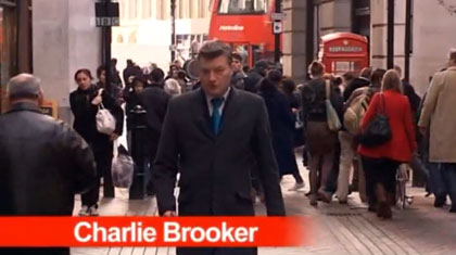 Charlie Brooker deconstructs a standard television news broadcast report.