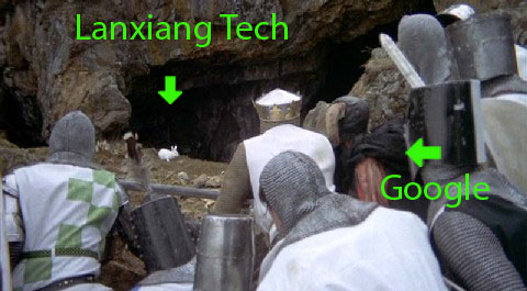 Is Lanxiang Tech the killer rabbit in a Monty Python hacking battle against Google?