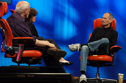 Apple CEO Steve Jobs at D8: All Things Digital with Walter Mossberg and Kara Swisher of The Wall Street Journal.