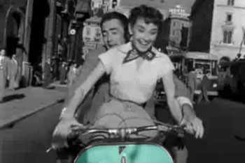 Vespa co-stars in the 1953 movie 'Roman Holiday' with Audrey Hepburn and Gregory Peck
